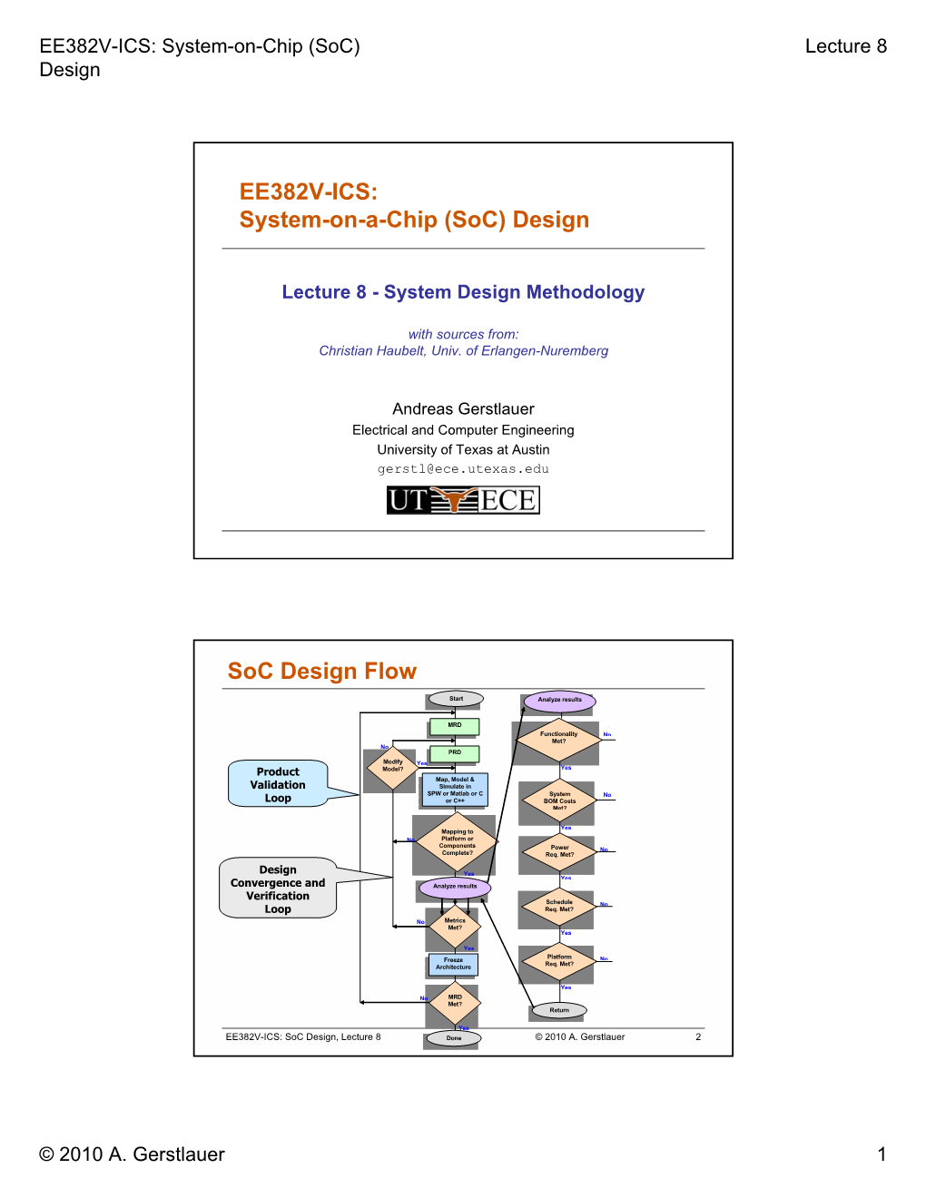 EE382V-ICS: System-On-A-Chip (Soc) Design Soc Design Flow