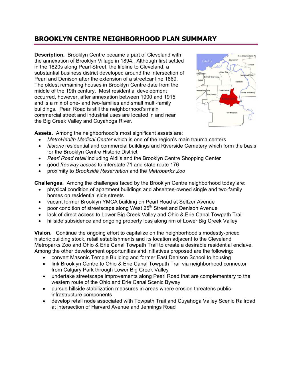 Brooklyn Centre Neighborhood Plan Summary