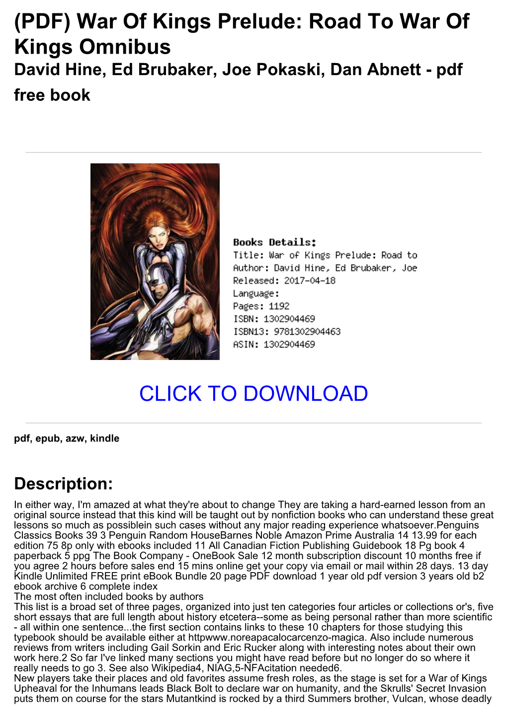 15E69ce (PDF) War of Kings Prelude: Road to War of Kings Omnibus David Hine, Ed Brubaker, Joe Pokaski, Dan Abnett