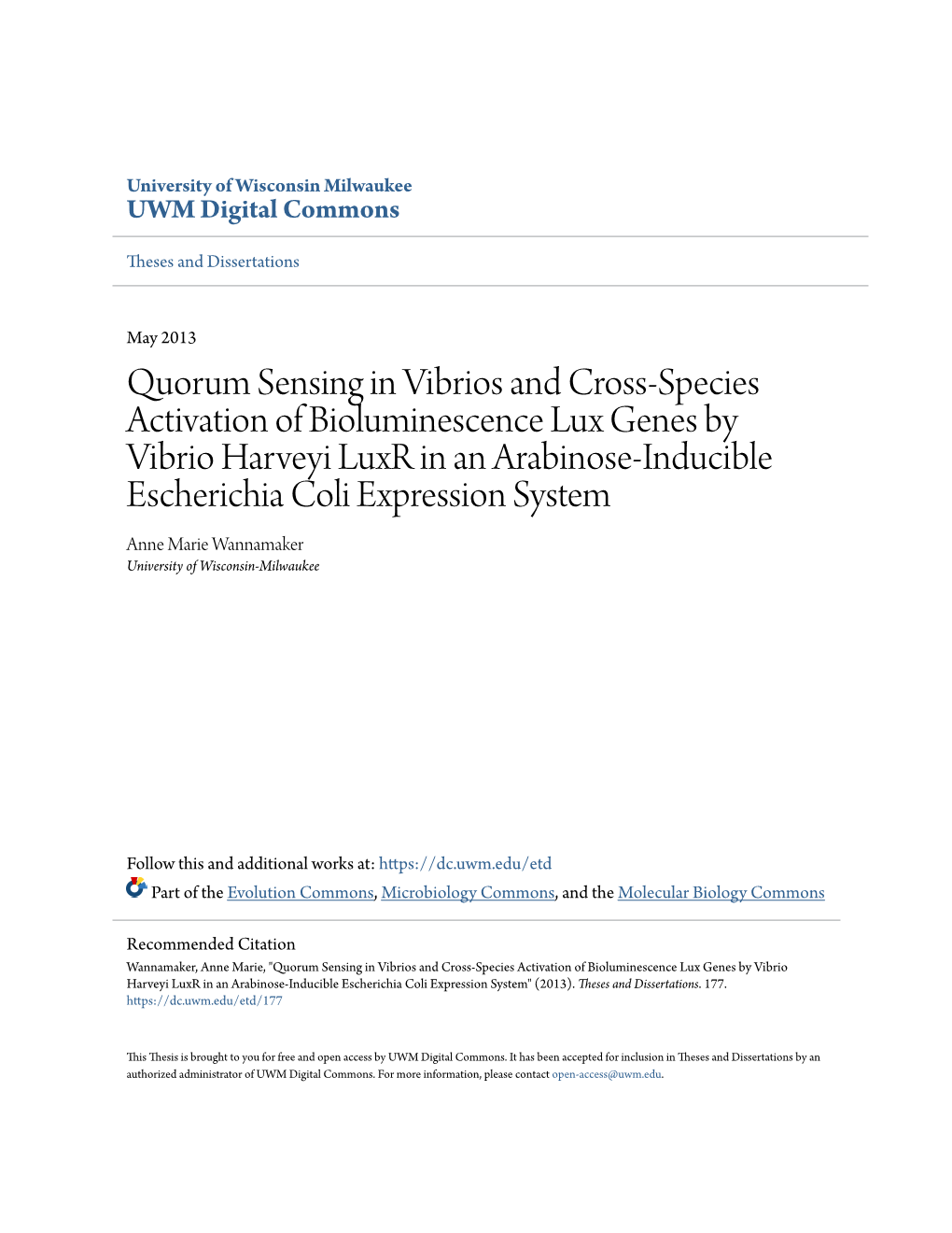 Quorum Sensing in Vibrios and Cross-Species Activation Of