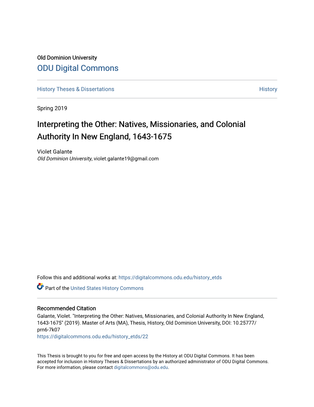 Natives, Missionaries, and Colonial Authority in New England, 1643-1675