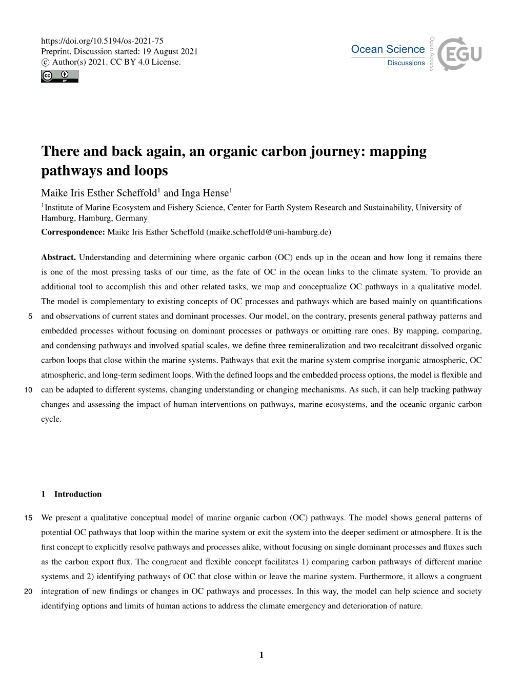 There and Back Again, an Organic Carbon Journey: Mapping Pathways