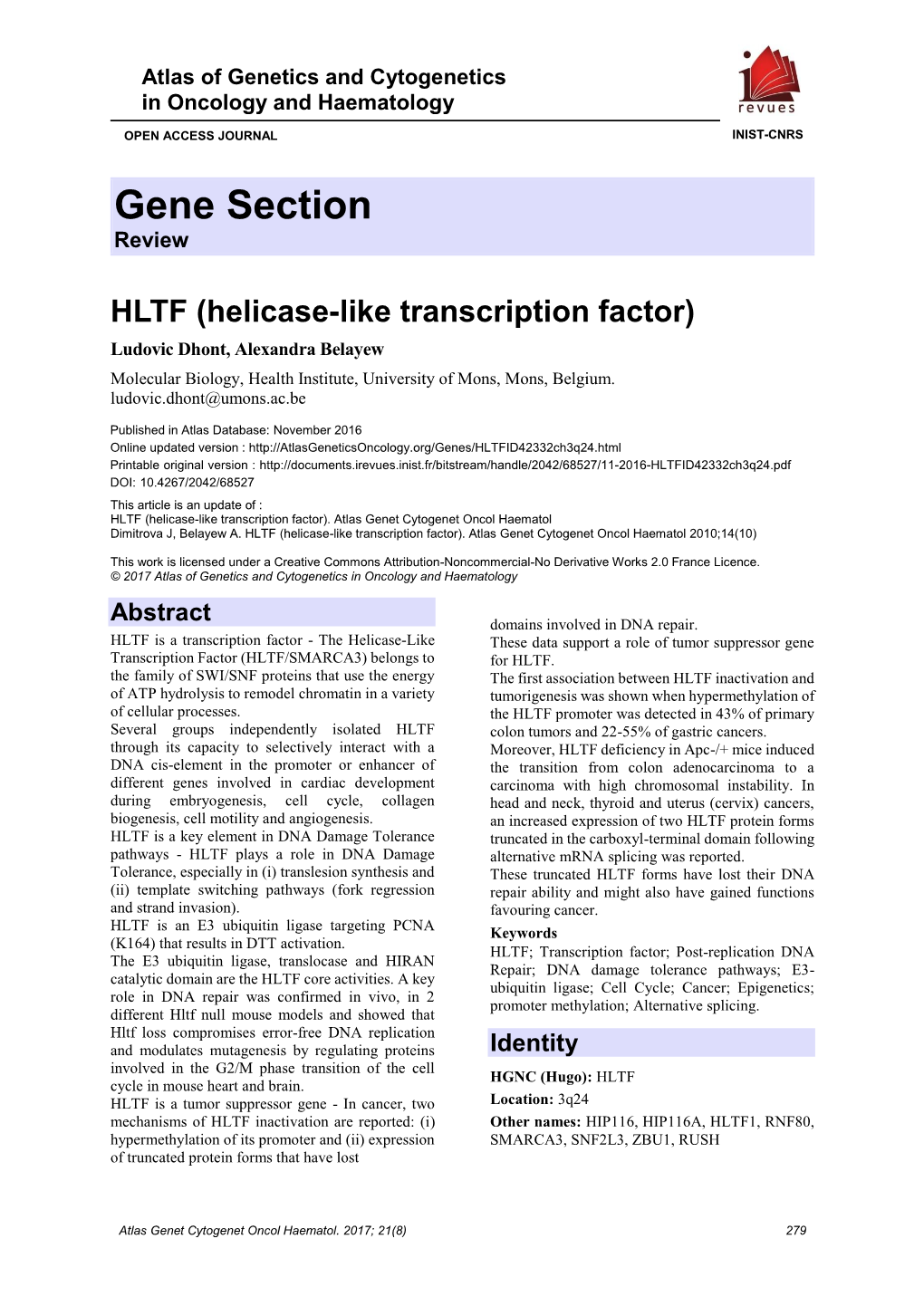 Gene Section Review