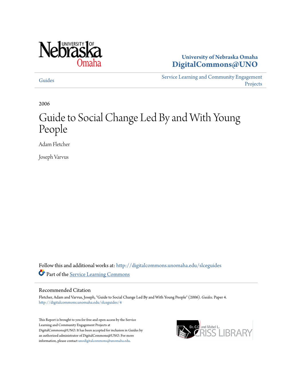 Guide to Social Change Led by and with Young People Adam Fletcher