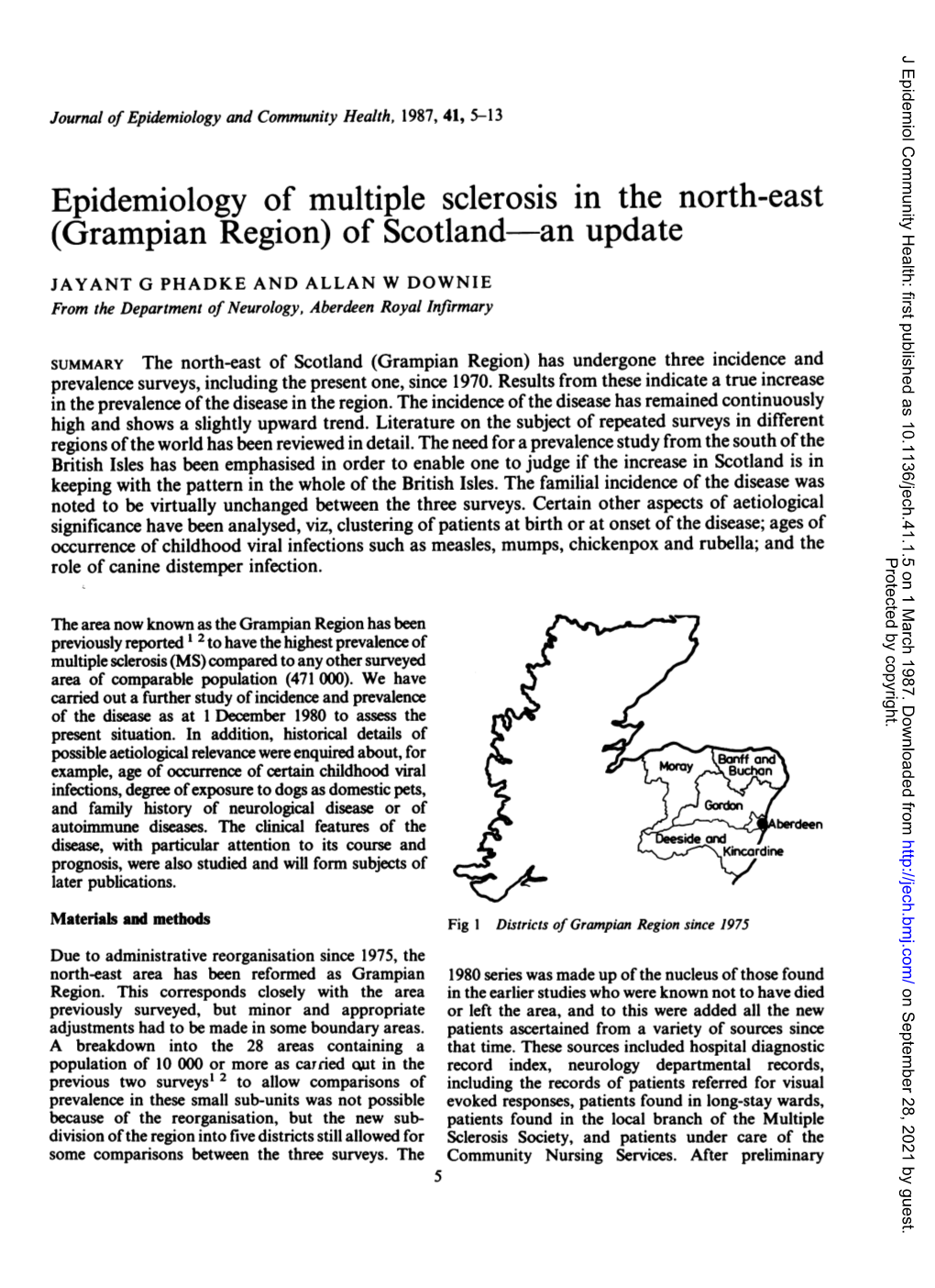 Epidemiology of Multiple Sclerosis in the North-East (Grampian Region) of Scotland-An Update