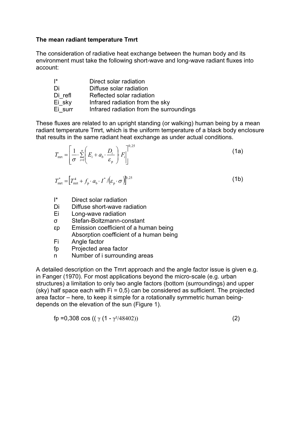 The Mean Radiant Temperature Tmrt