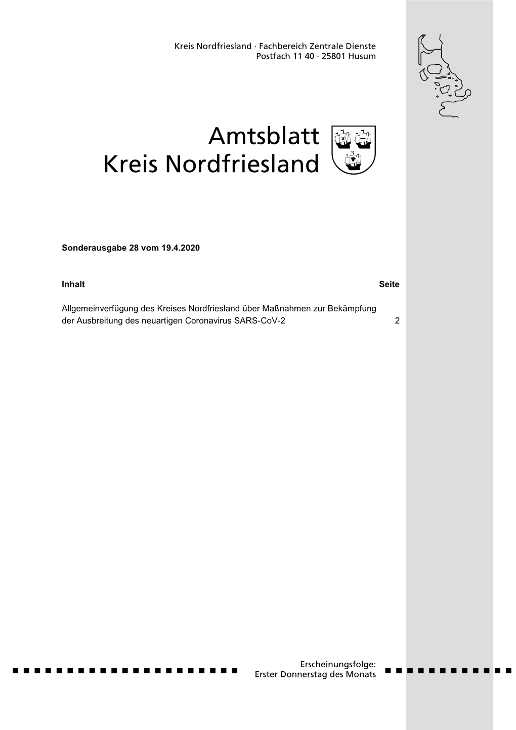 Kreis Nordfriesland · Fachbereich Zentrale Dienste Postfach 11 40 · 25801 Husum