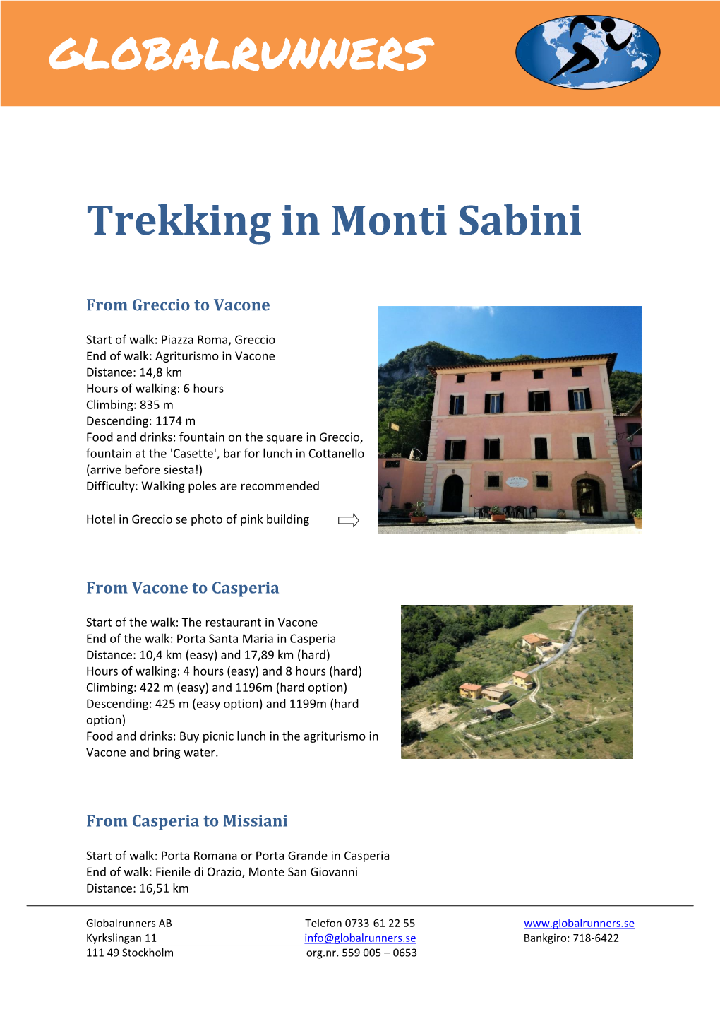 GLOBALRUNNERS Trekking in Monti Sabini