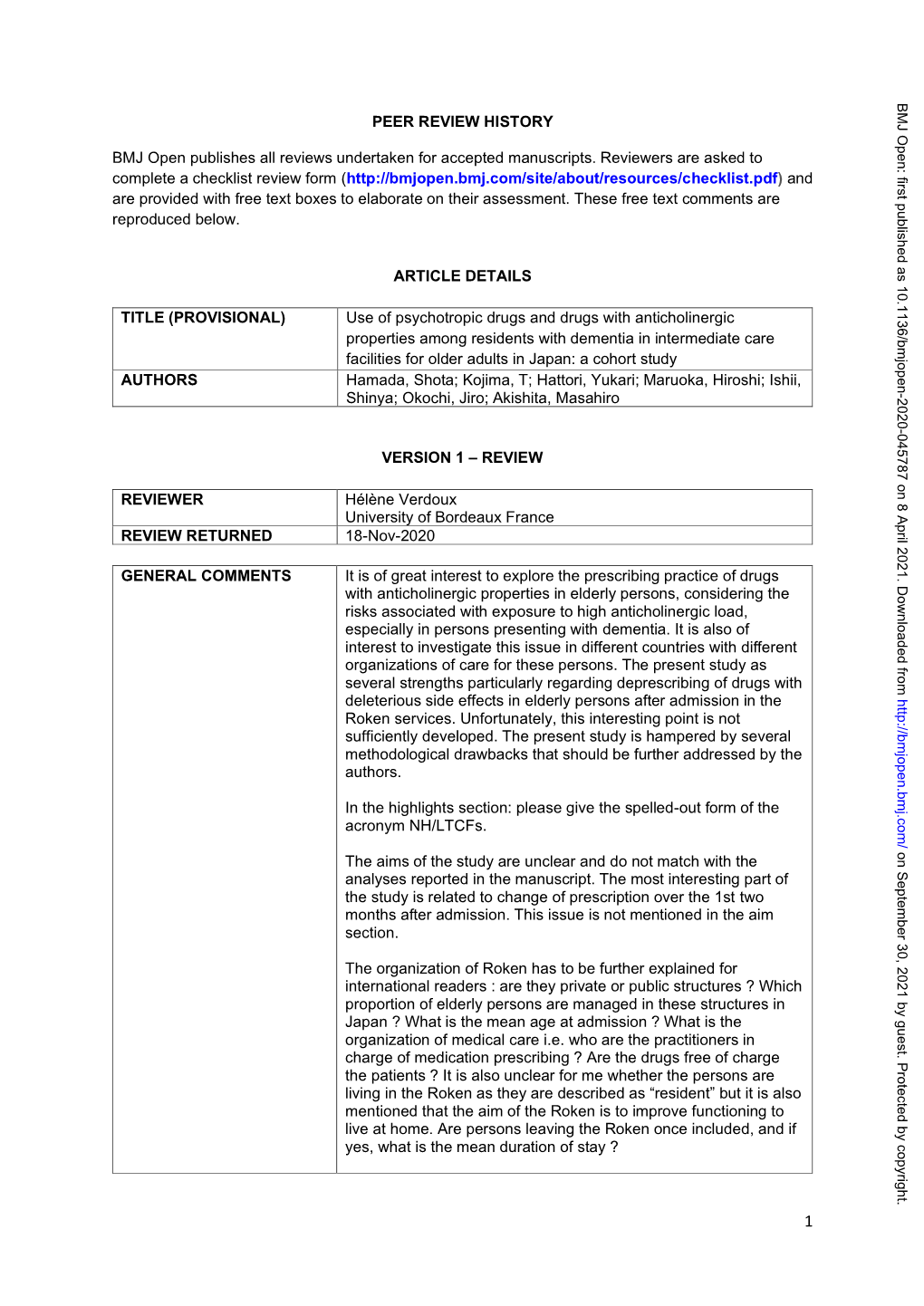 Use of Psychotropic Drugs and Drugs with Anticholinergic Properties