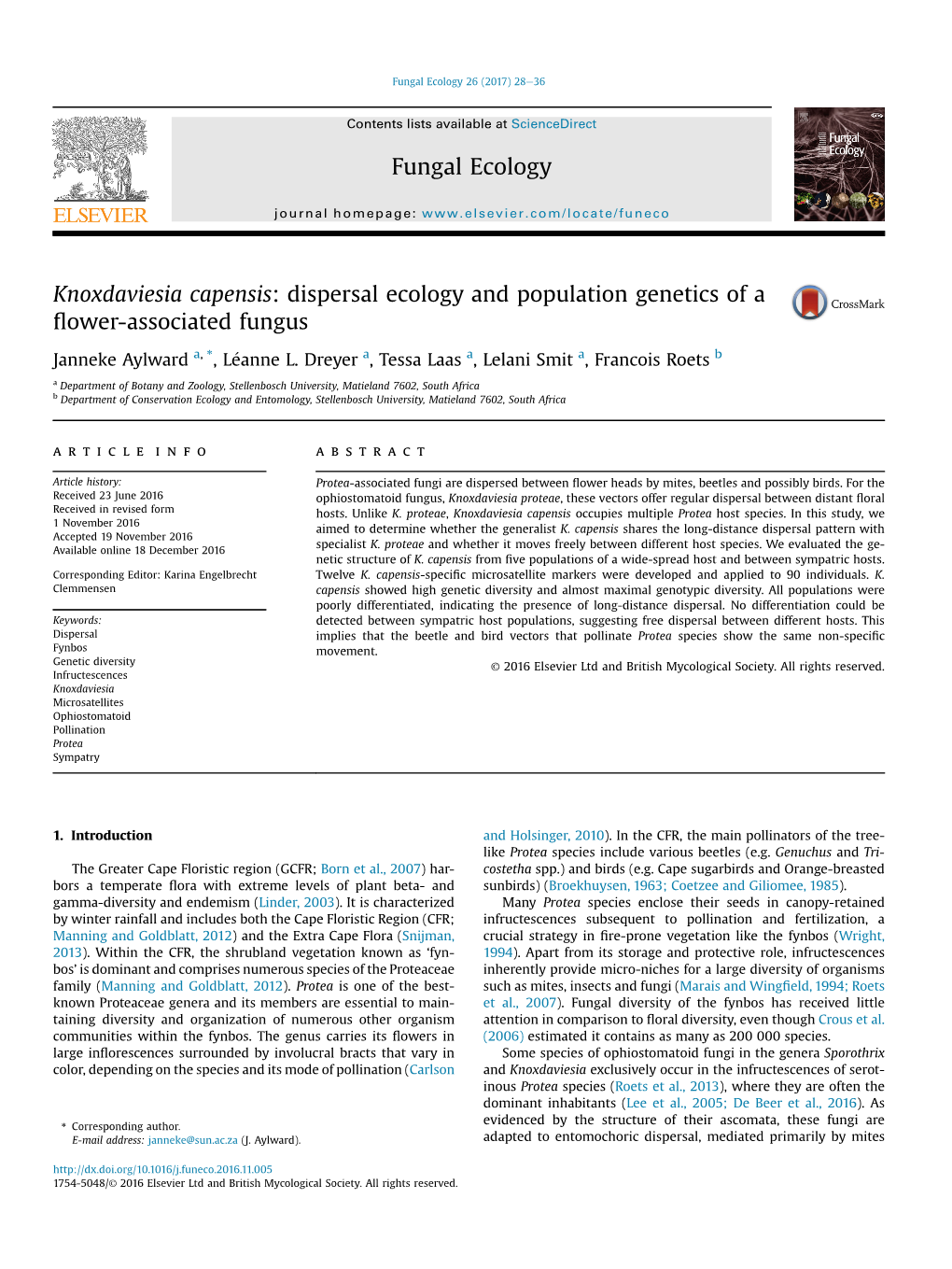 Dispersal Ecology and Population Genetics of a Flower-Associated