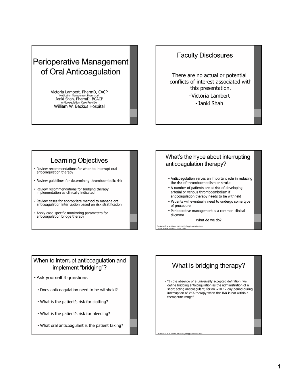 Perioperative Management of Oral Anticoagulation