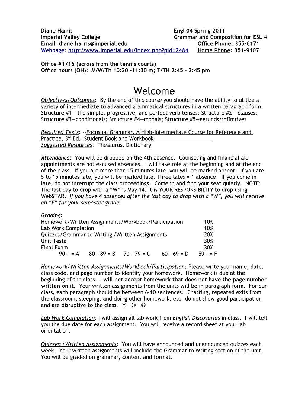 Imperial Valley College Grammar and Composition for ESL 4