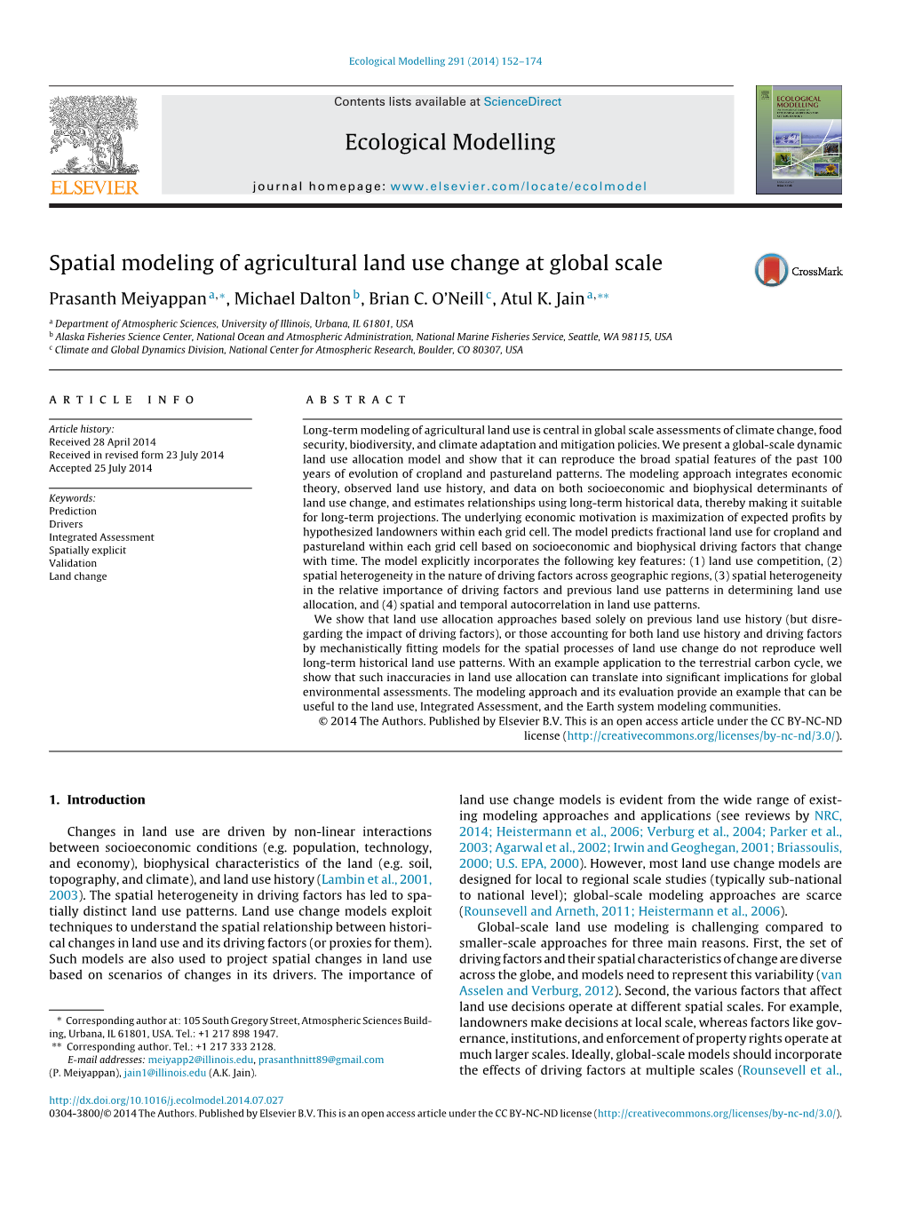 Spatial Modeling of Agricultural Land Use Change at Global Scale