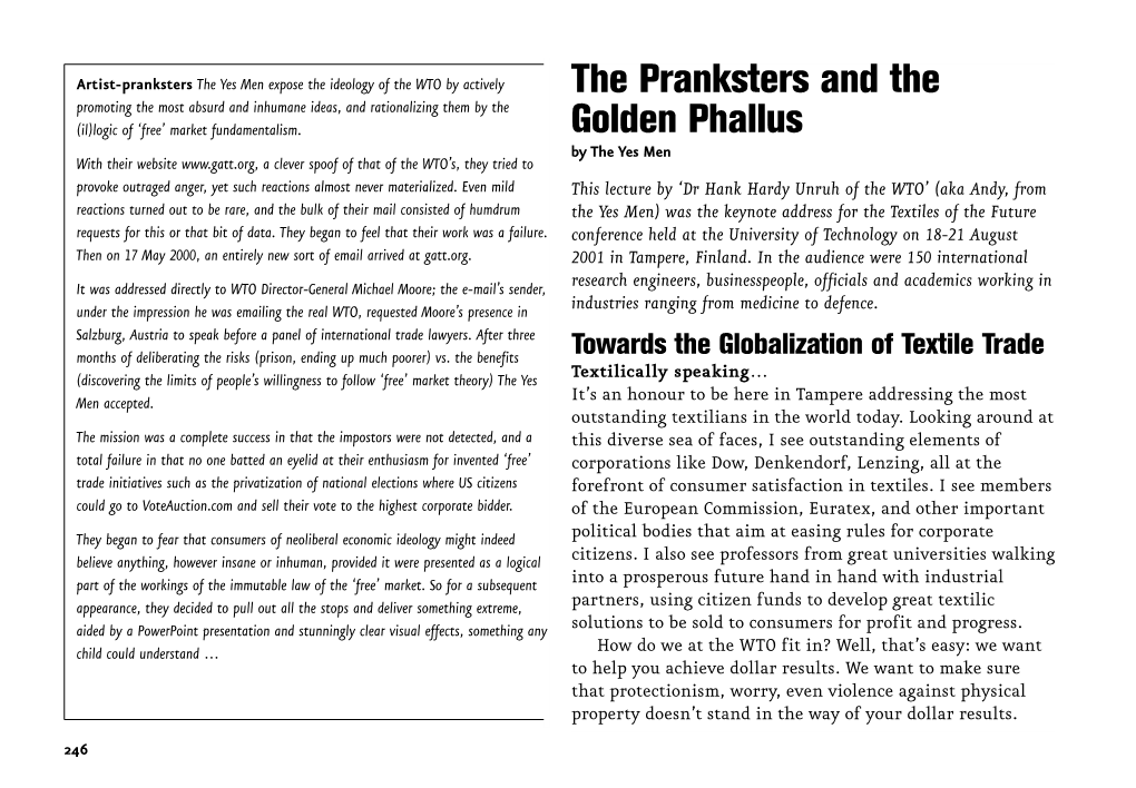 The Pranksters and the Golden Phallus