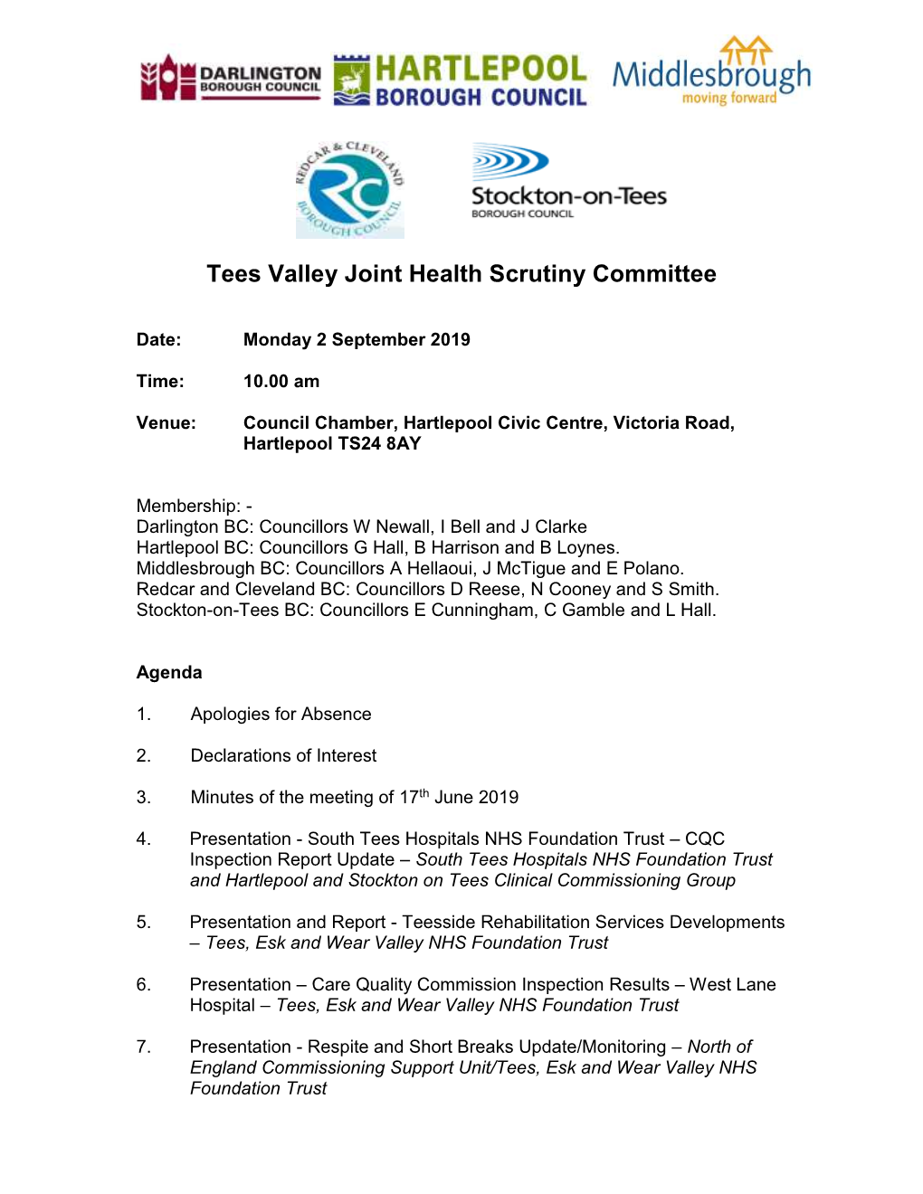 Tees Valley Joint Health Scrutiny Committee