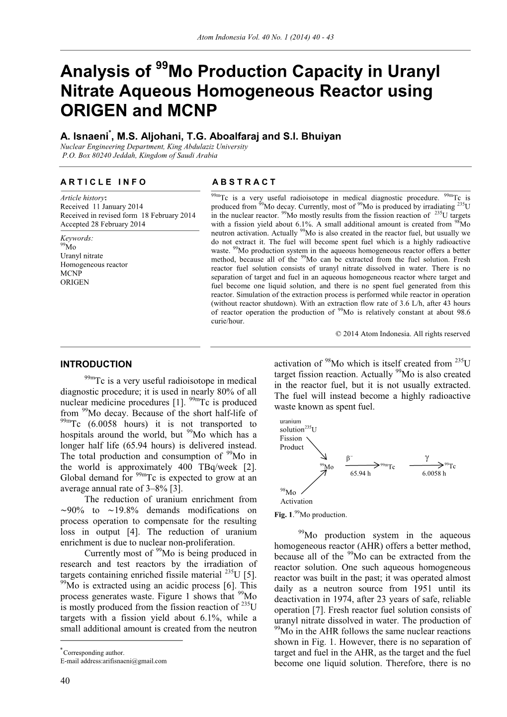 Analysis of Mo Production Capacity in Uranyl Nitrate Aqueous