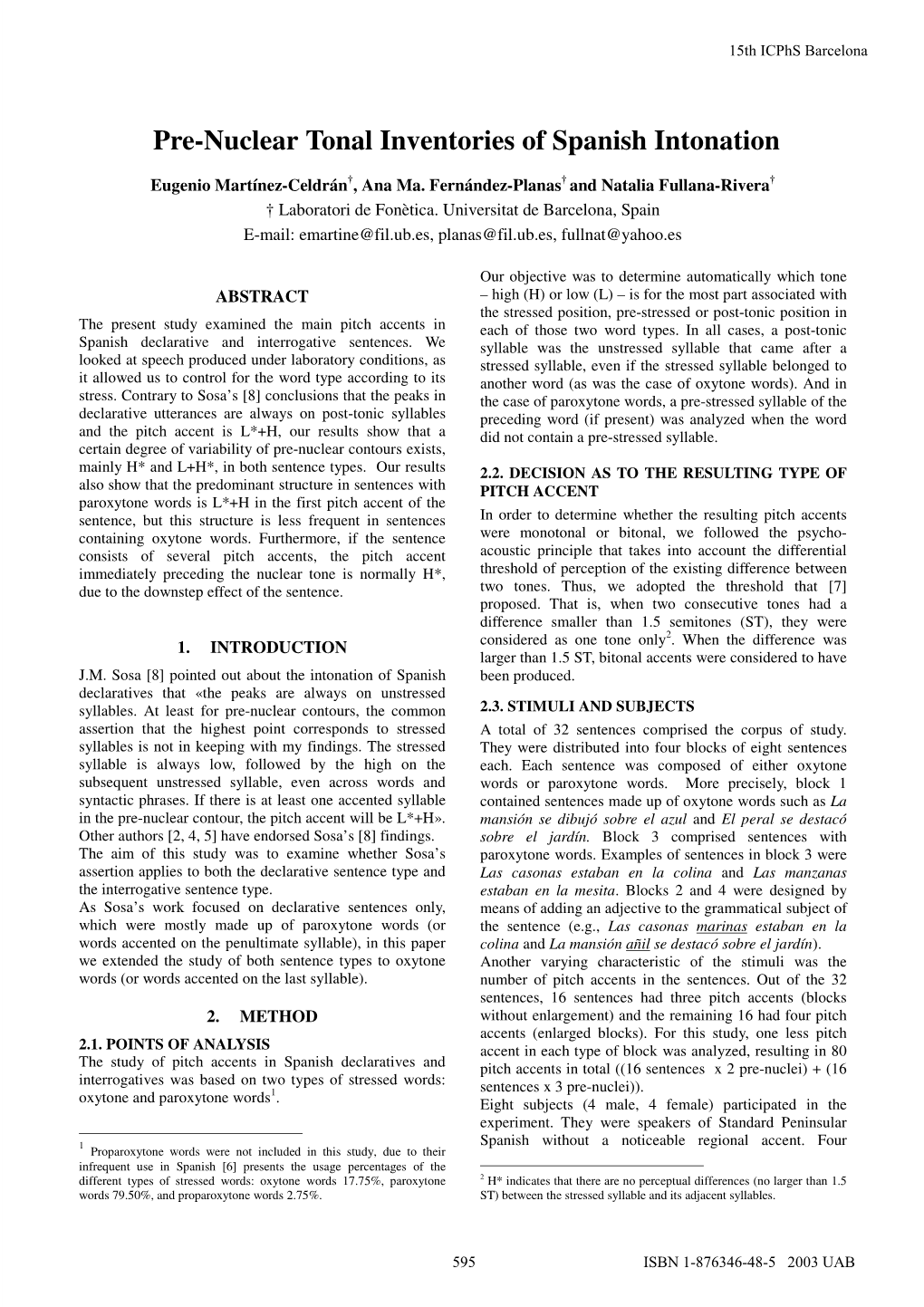 Pre-Nuclear Tonal Inventories of Spanish Intonation