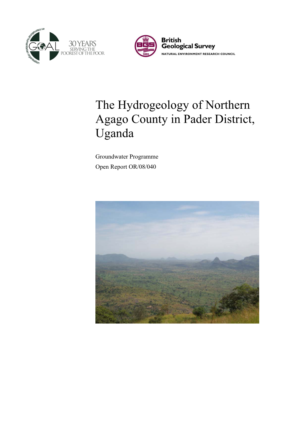 The Hydrogeology of Northern Agago County in Pader District, Uganda