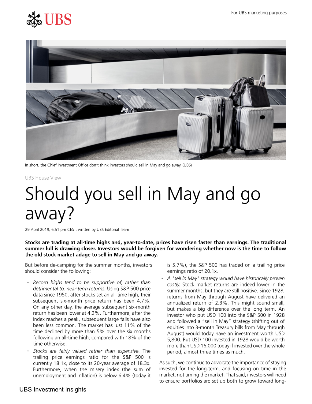 Should You Sell in May and Go Away?
