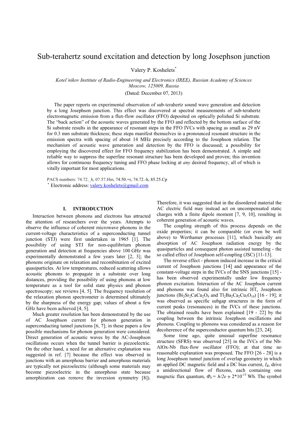 Sub-Terahertz Sound Excitation and Detection by Long Josephson Junction