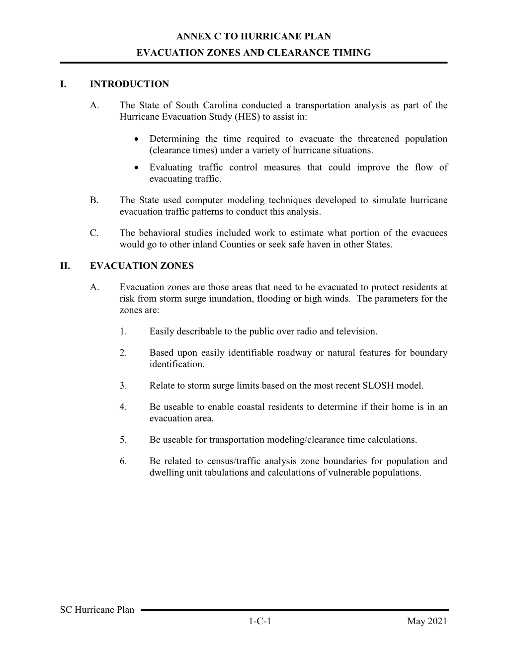 Annex C. Evacuation Zones and Clearance Timing