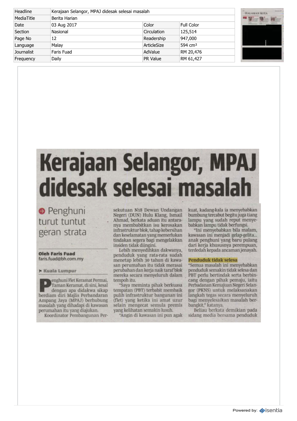 Kerajaan Selangor, MPAJ Didesak Selesai Masalah
