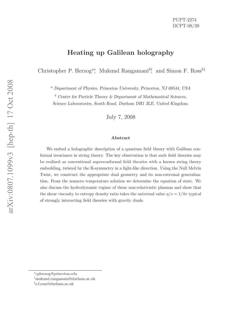 Heating up Galilean Holography