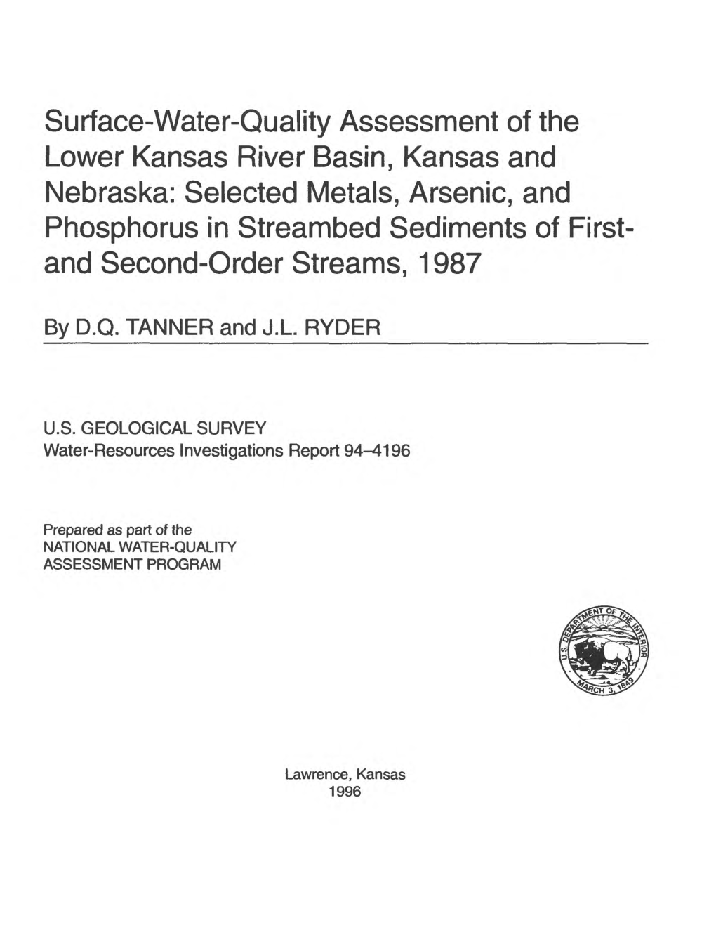 Surface-Water-Quality Assessment of the Lower Kansas River Basin