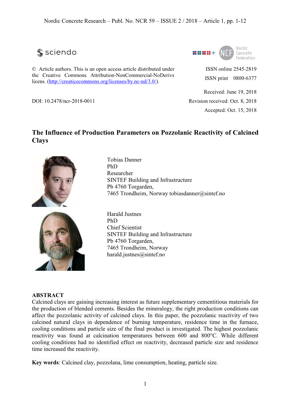 The Influence of Production Parameters on Pozzolanic Reactivity of Calcined Clays