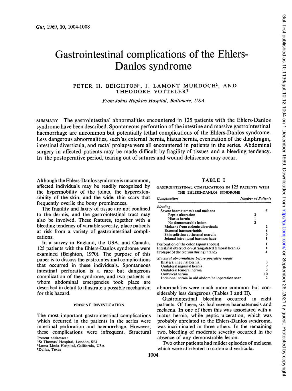 Gastrointestinal Complications of the Ehlers- Danlos Syndrome