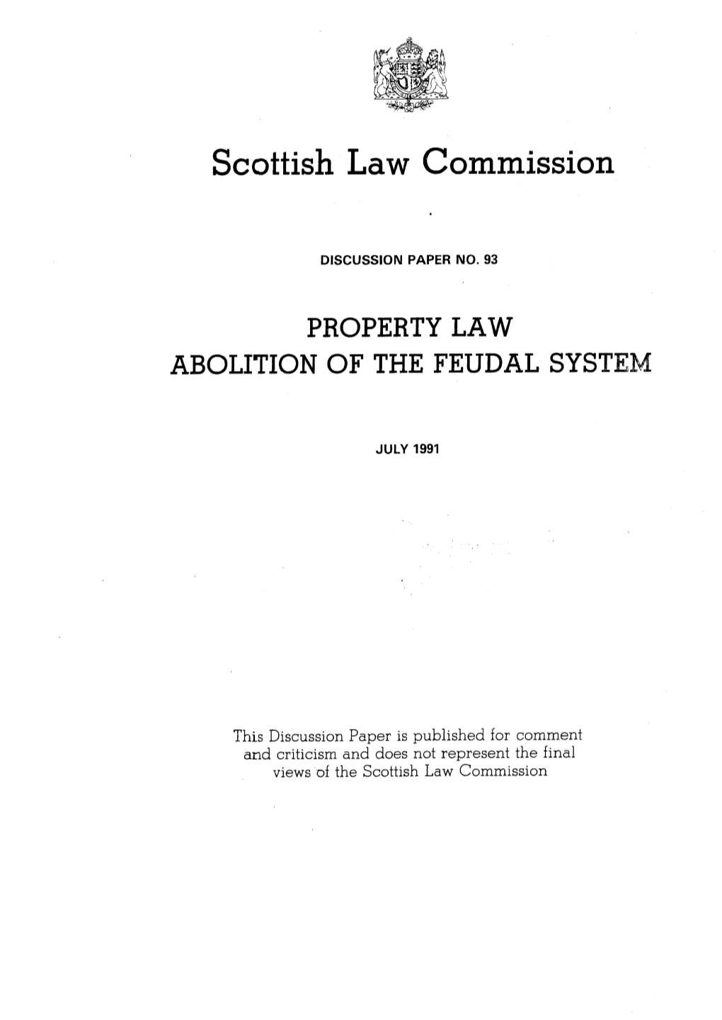 Property Law: Abolition of the Feudal System (DP