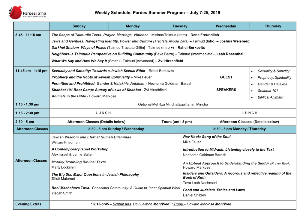 Summer Session 1 Schedule