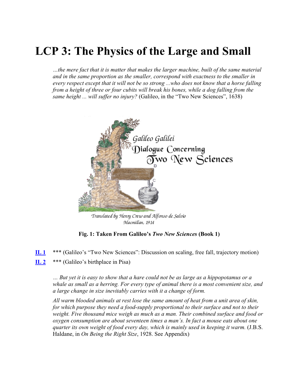 LCP 3: the Physics of the Large and Small