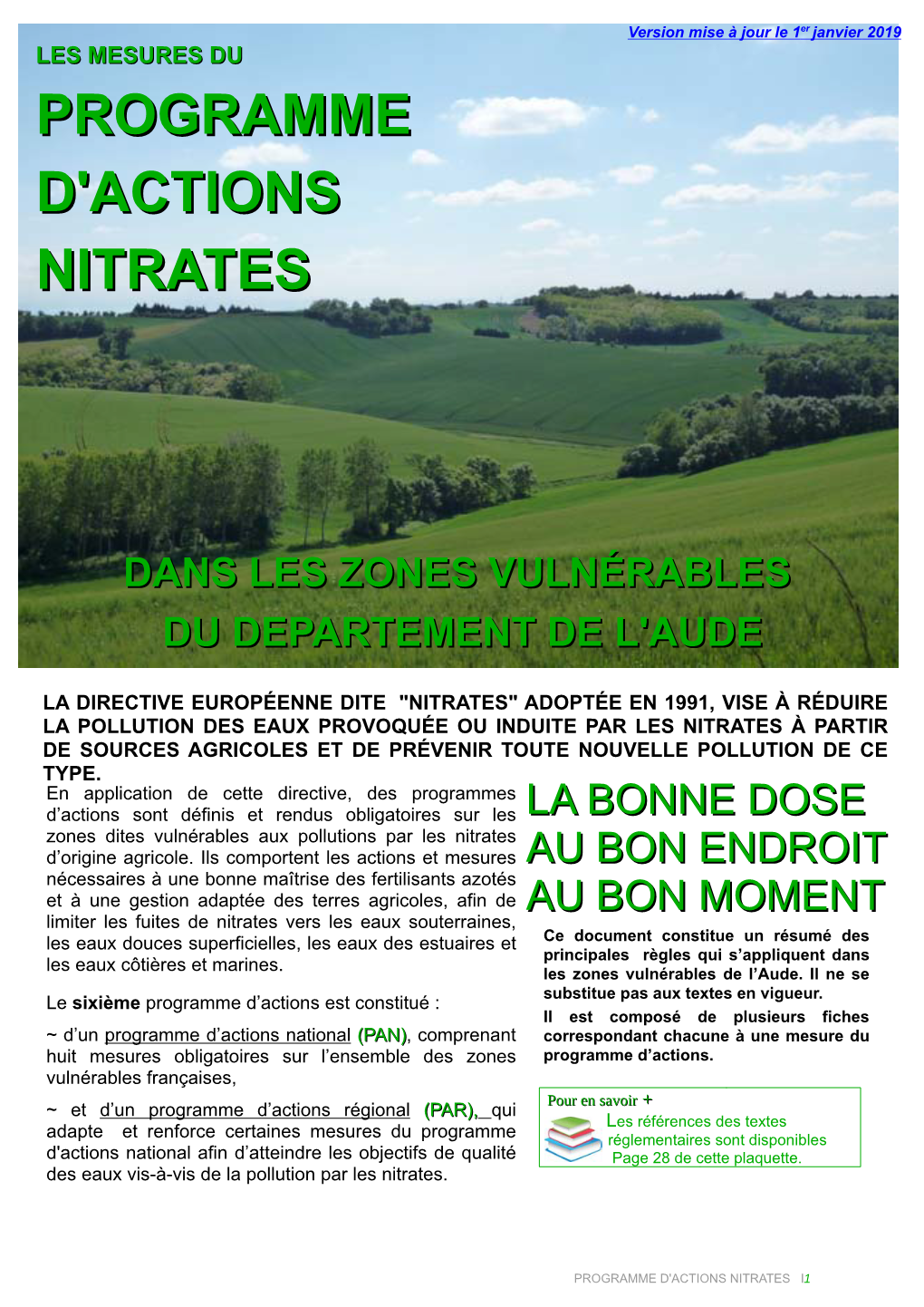 Programme D'actions Nitrates I1 Quiqui Estest Concernéconcerné ??