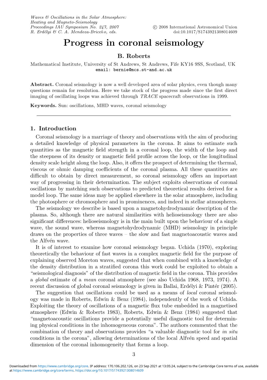 Progress in Coronal Seismology B