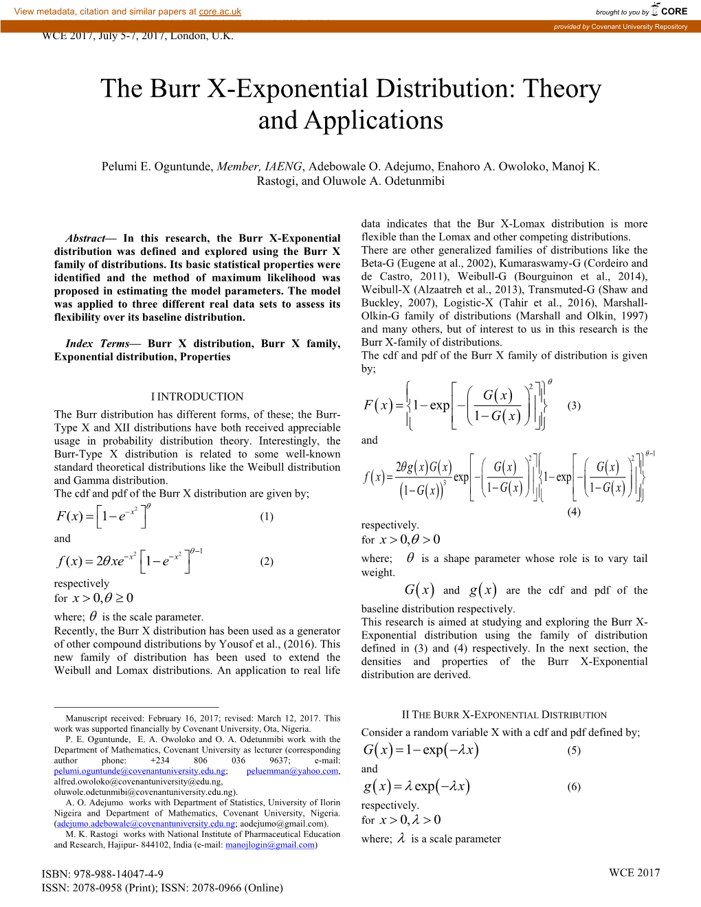 The Burr X-Exponential Distribution: Theory and Applications