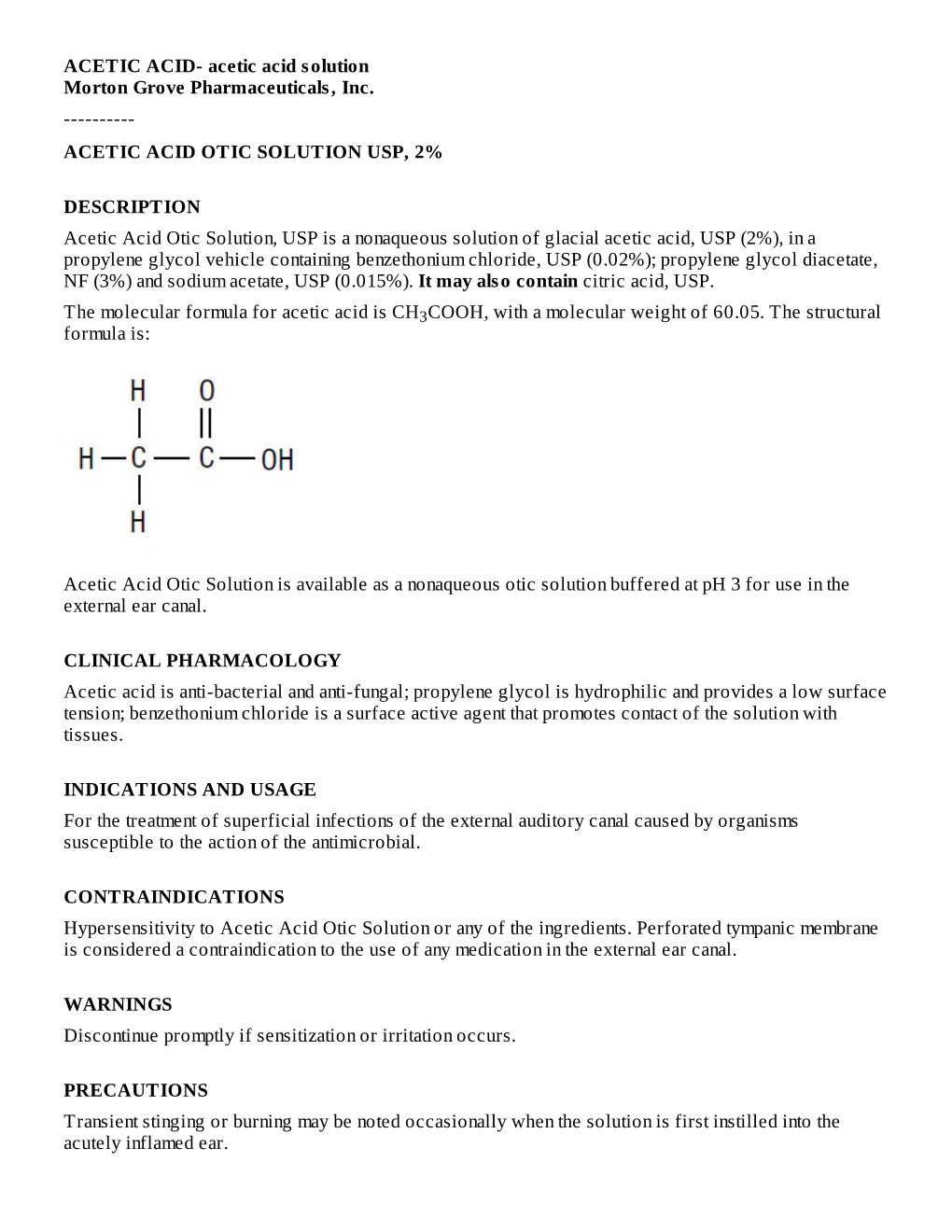 Acetic Acid Otic Solution Usp, 2%