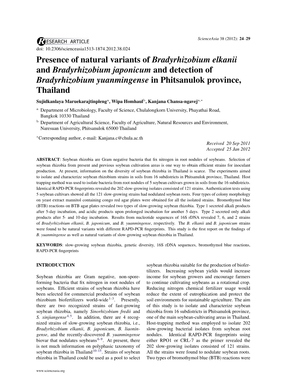 Presence of Natural Variants of Bradyrhizobium Elkanii And