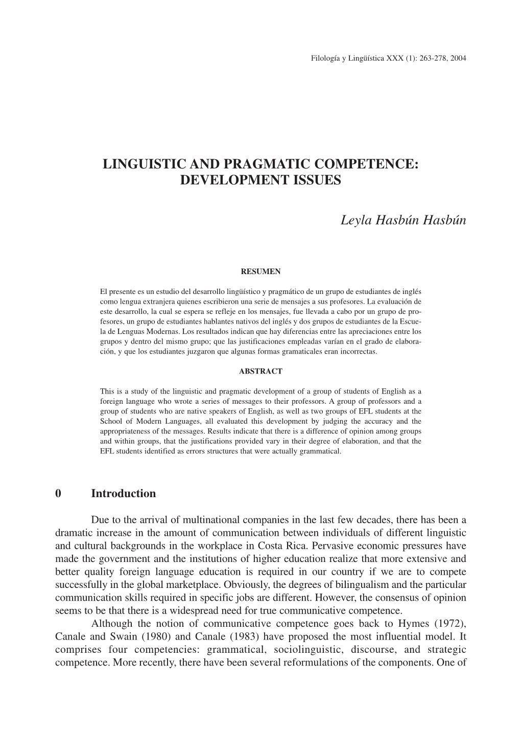 Linguistic and Pragmatic Competence: Development Issues