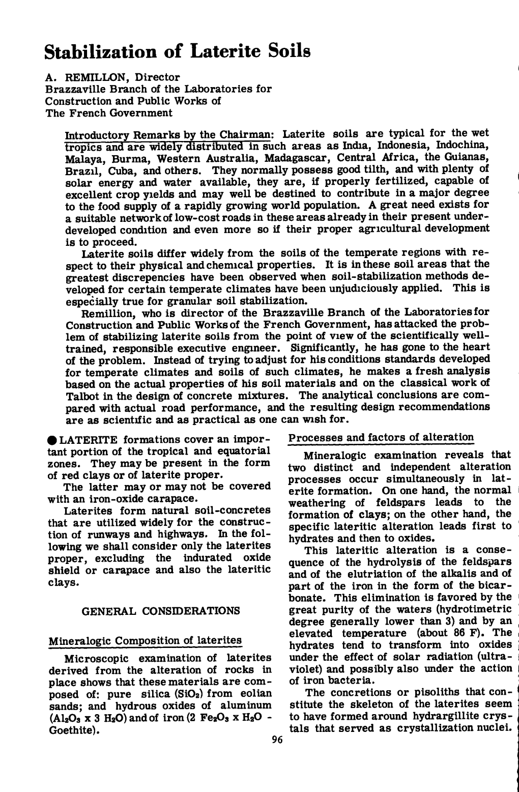 Stabilization of Laterite Soils A