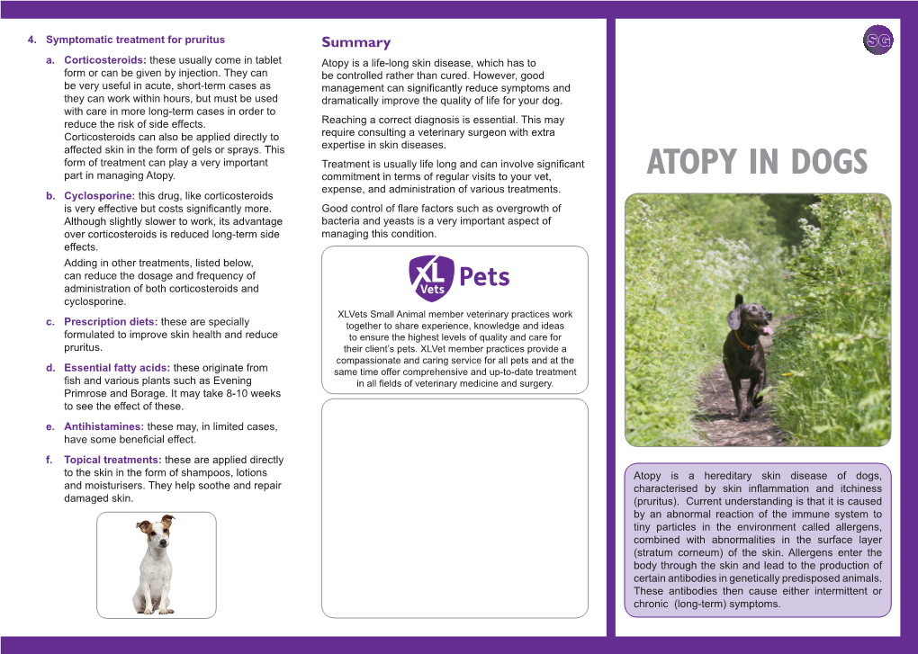ATOPY in DOGS Expense, and Administration of Various Treatments