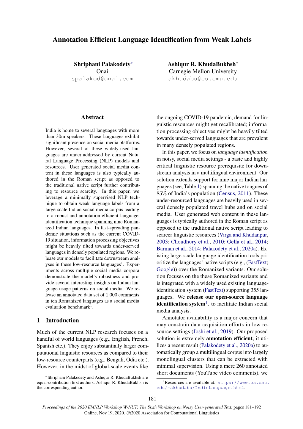 Annotation Efficient Language Identification from Weak Labels