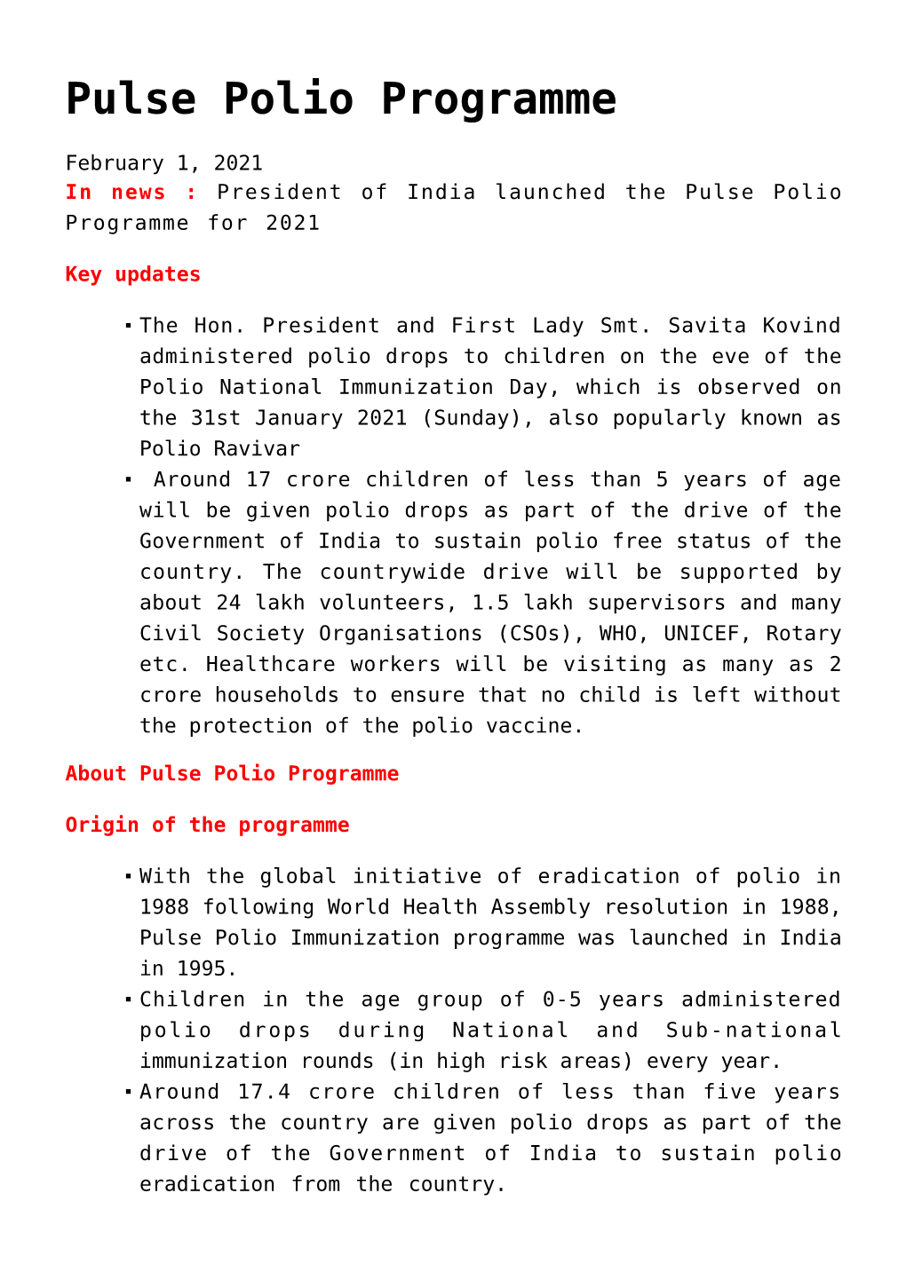 Pulse Polio Programme