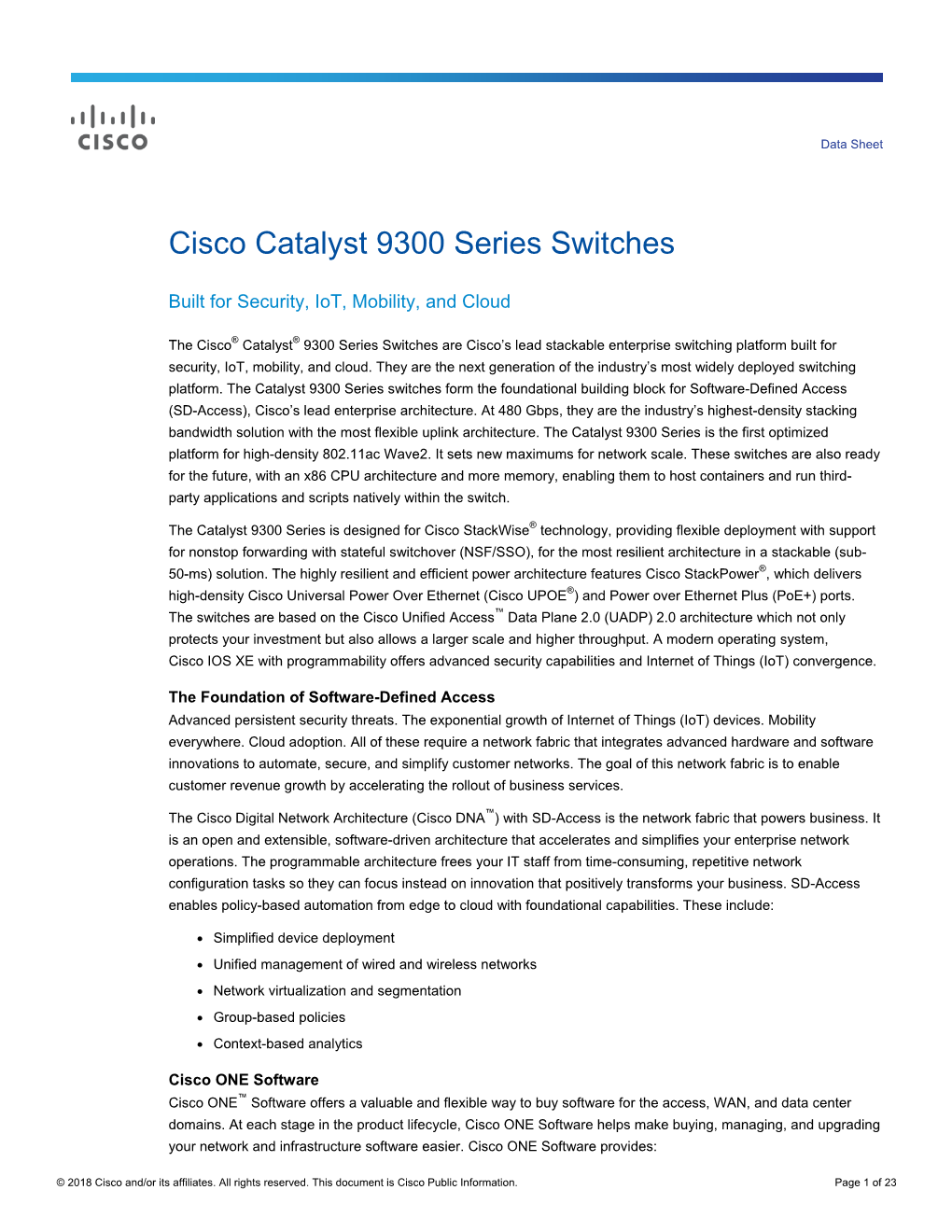 Cisco Catalyst 9300 Series Switches Data Sheet