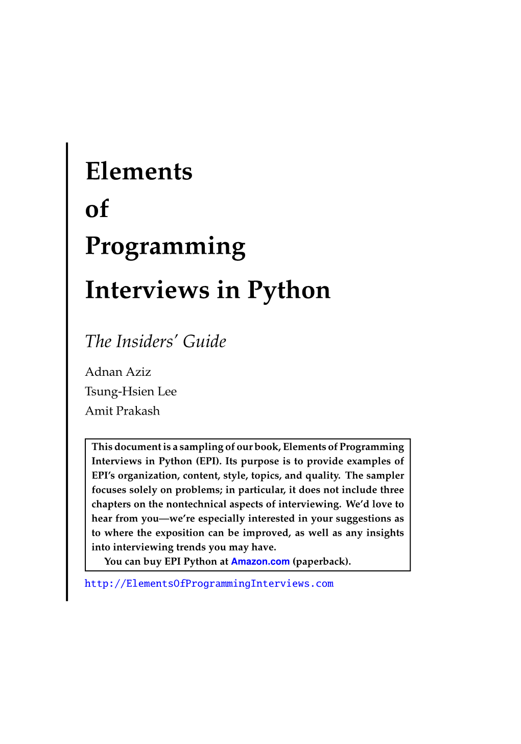 Elements of Programming Interviews in Python