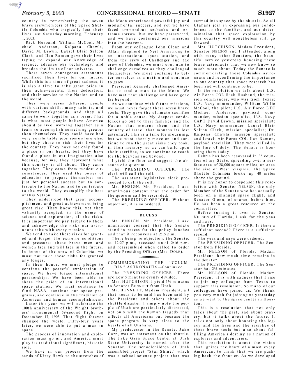 Congressional Record—Senate S1927