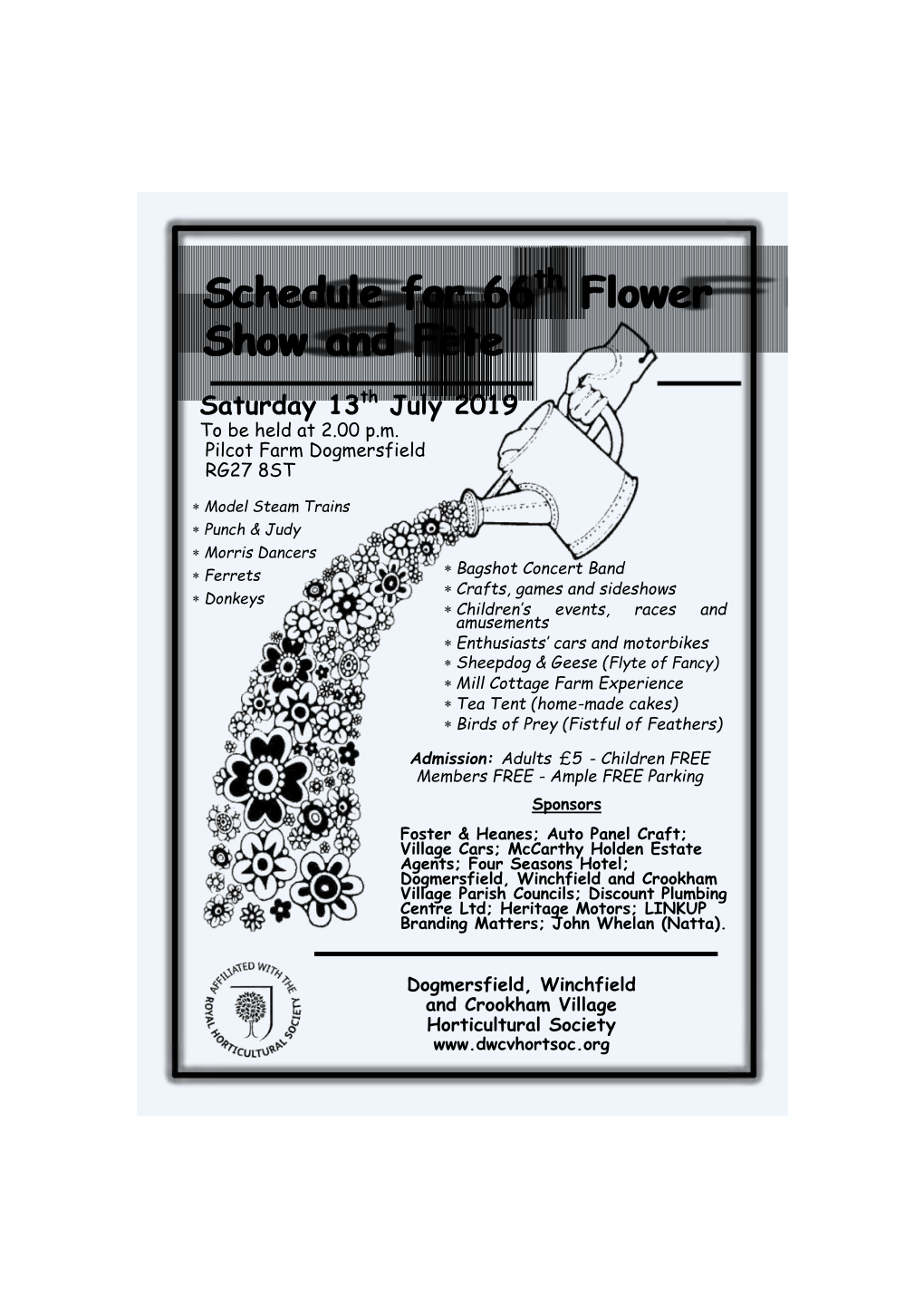 Schedule for 66 Th Flower Show and F Show and Fêêtete