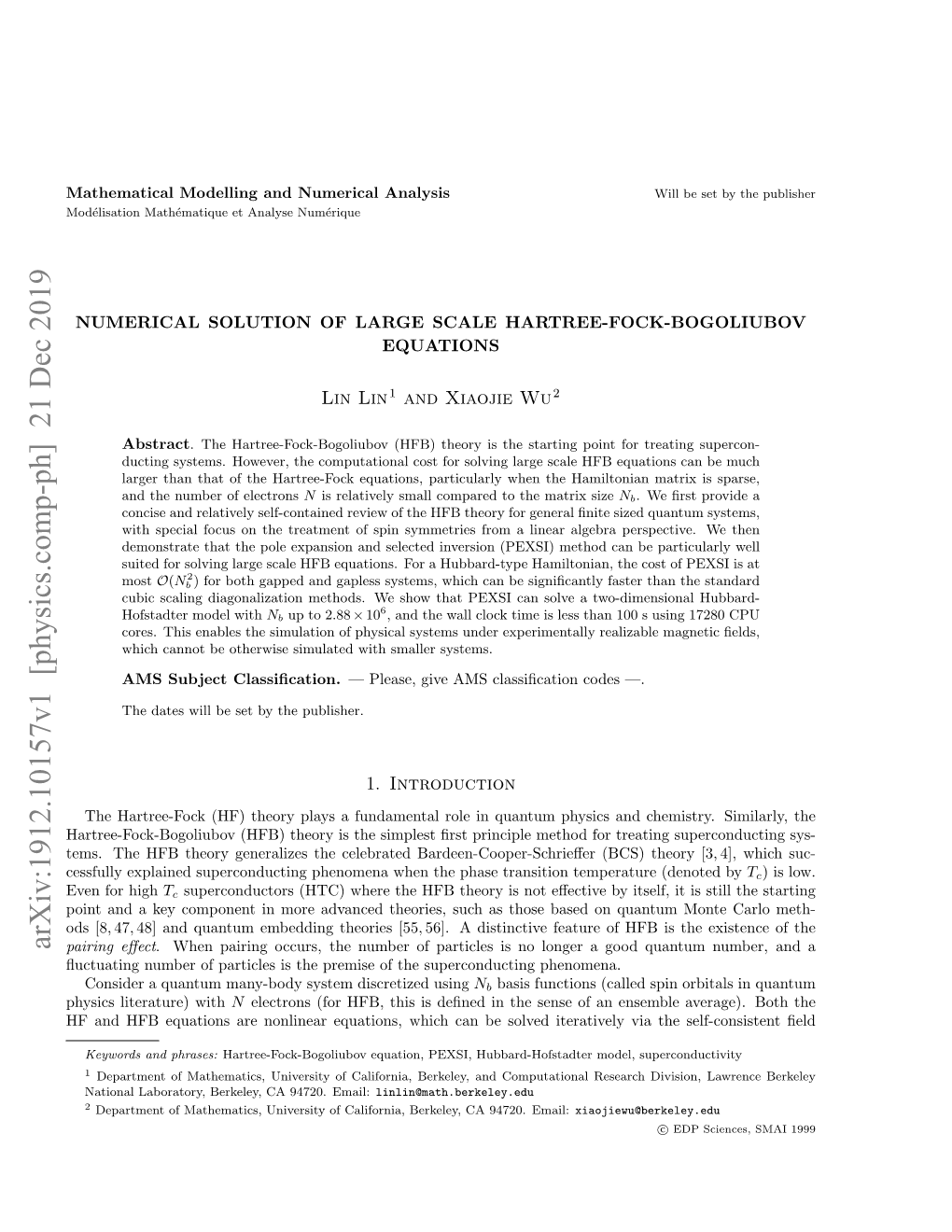 Arxiv:1912.10157V1 [Physics.Comp-Ph] 21 Dec 2019 Pairing Eﬀect