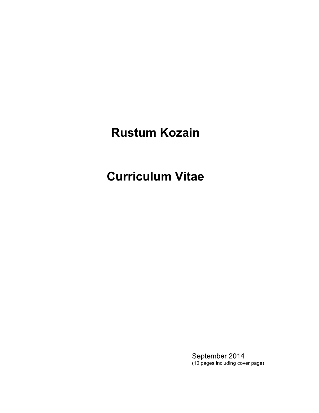 Rustum Kozain Curriculum Vitae