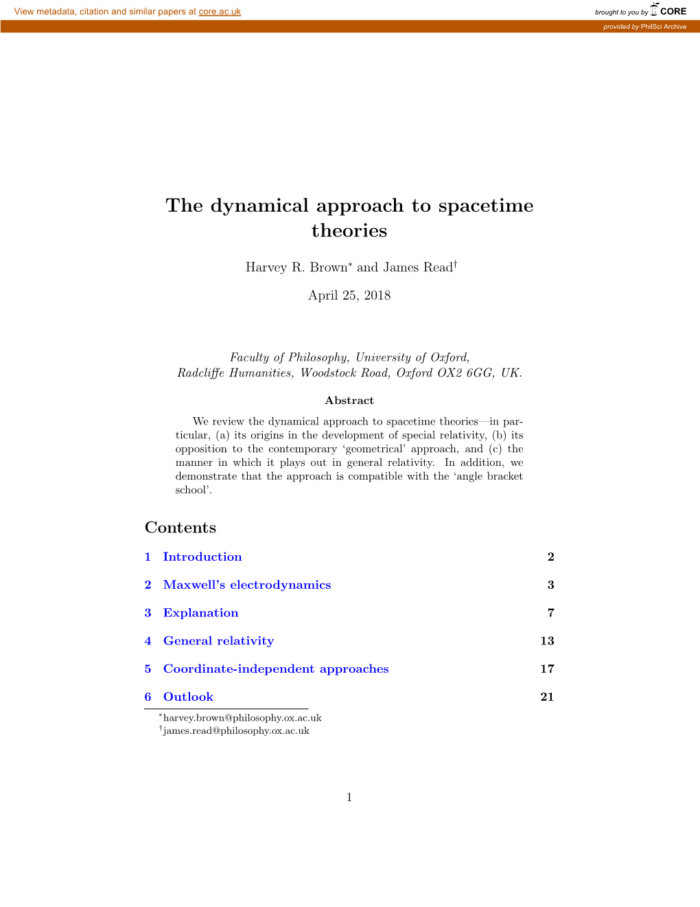 The Dynamical Approach to Spacetime Theories